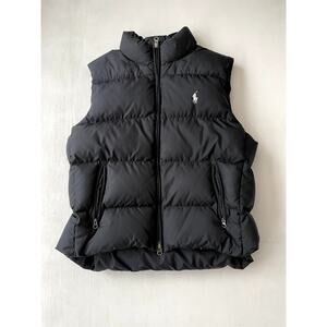 Ralph Lauren Sport Down Puffer Vest Navy Pony Logo Women’s Size L Full Zip